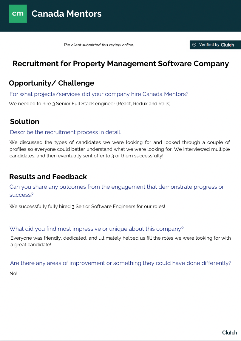 Clutch-verified review of Canada Mentors by Yuhu, page 2 of 2